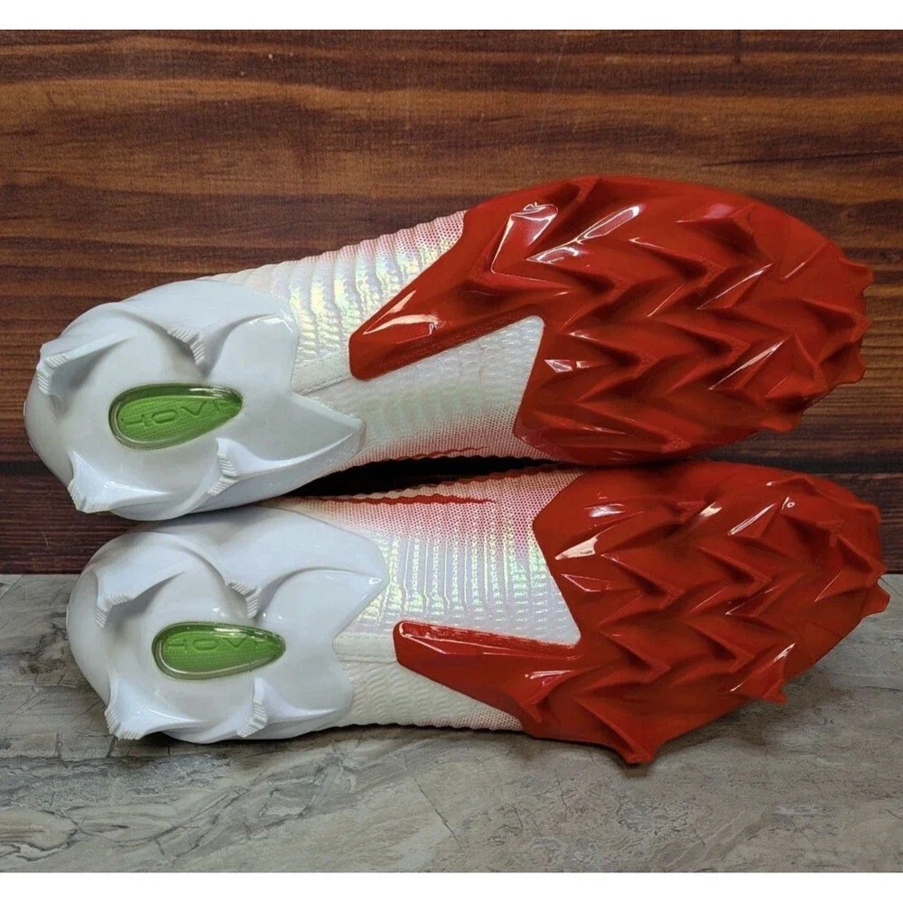 Mens Size 8.5 Under Armour UA Blur Pro White Red Football Cleats 3028220-101 New